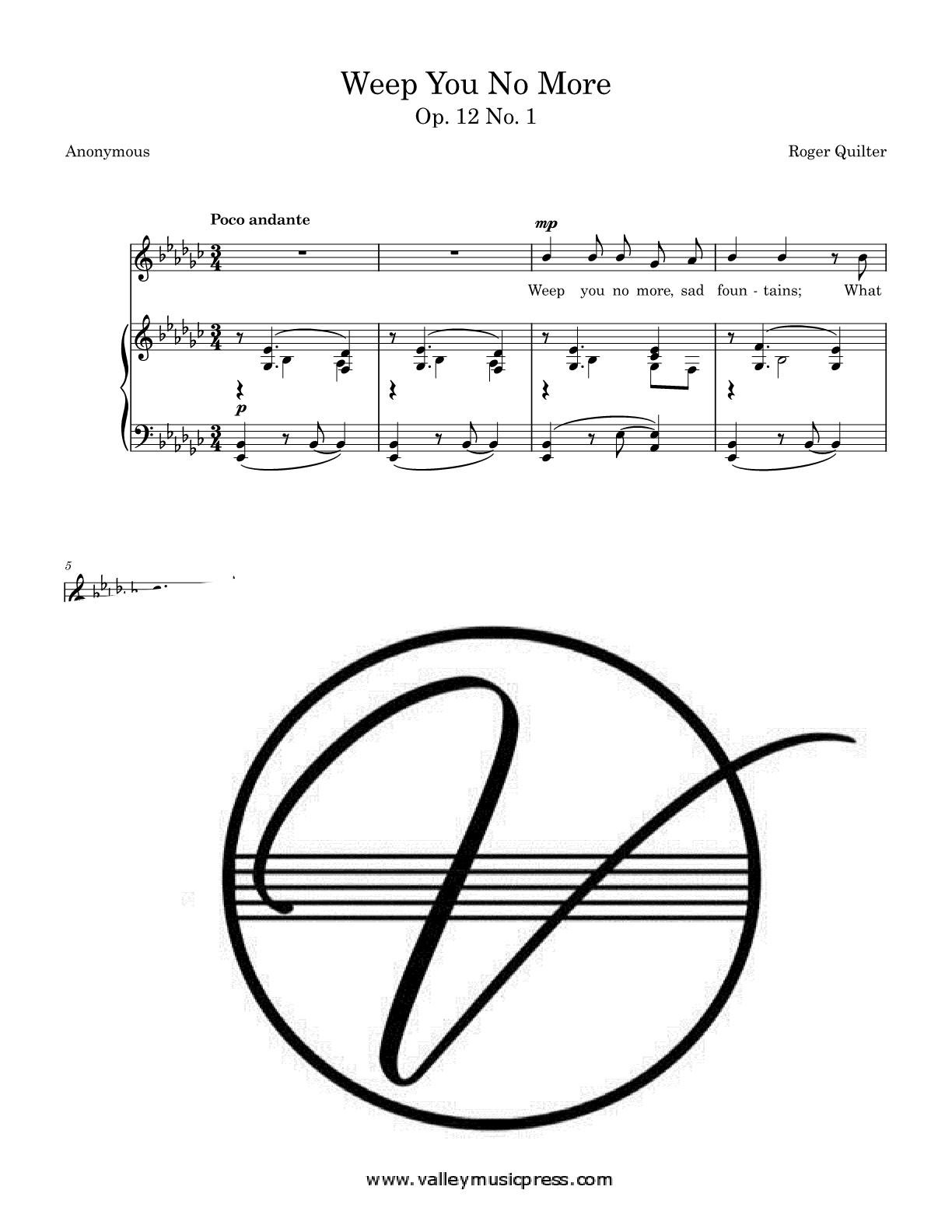 Quilter - Weep You No More Op. 12 No. 1 (Voice) - Click Image to Close