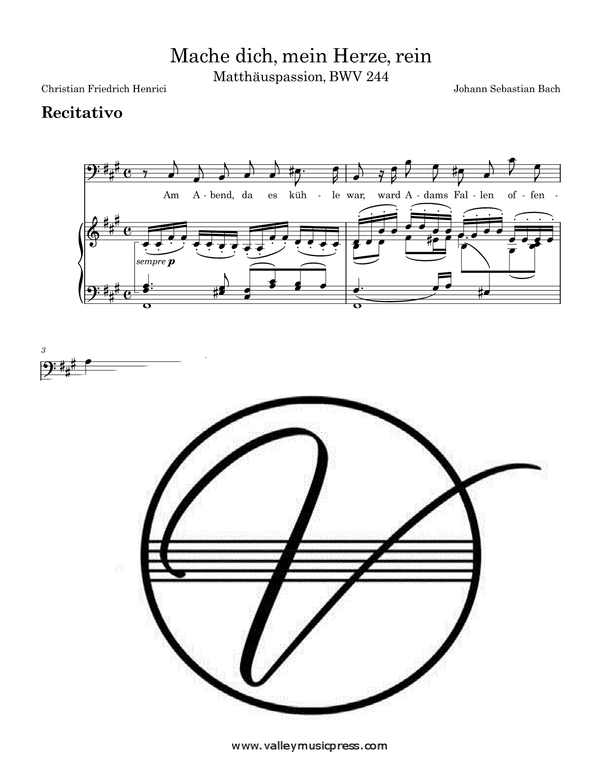 Bach - Mache dich, mein Herze, rein BWV 244 (Voice) - Click Image to Close