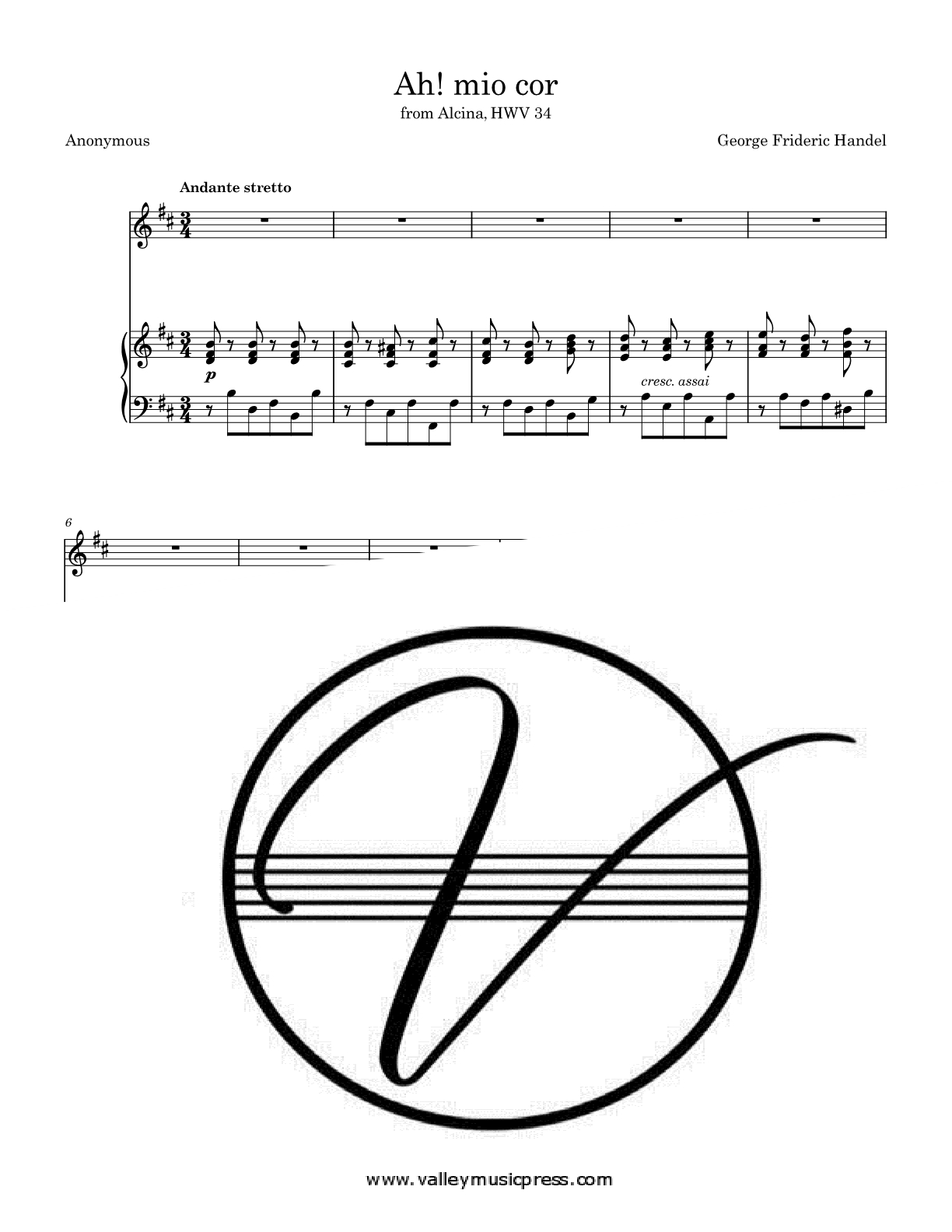 Handel - Ah! mio cor (Voice) - Click Image to Close