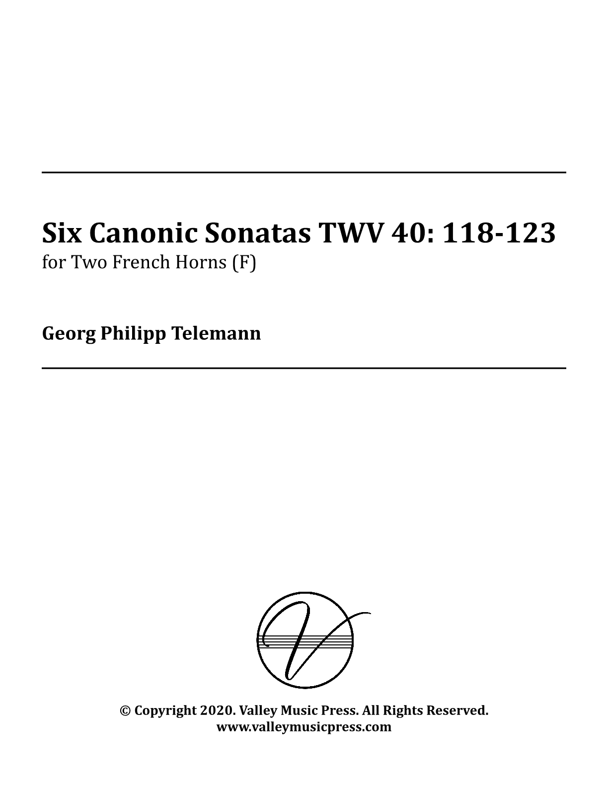 Telemann - Six (6) Canonic Sonatas Duets (French Horn Duets)