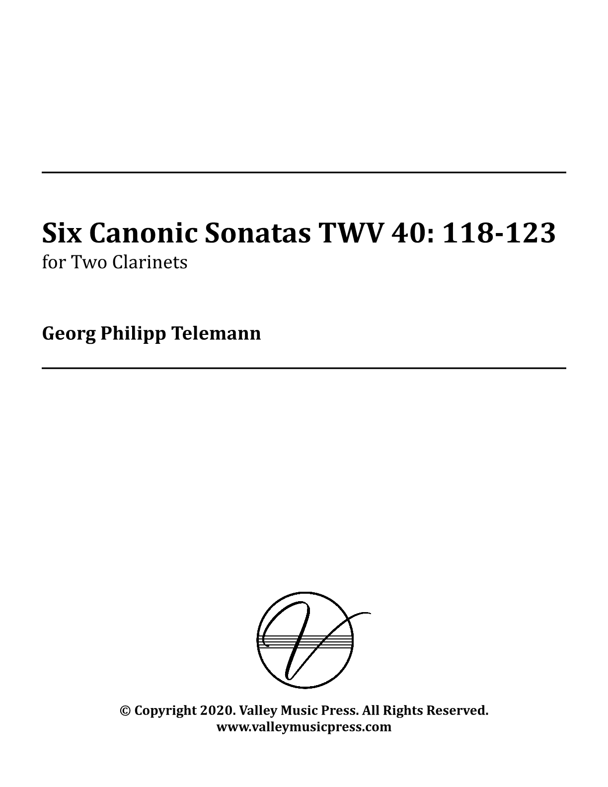 Telemann - Six (6) Canonic Sonatas Duets (Clarinet Duets)