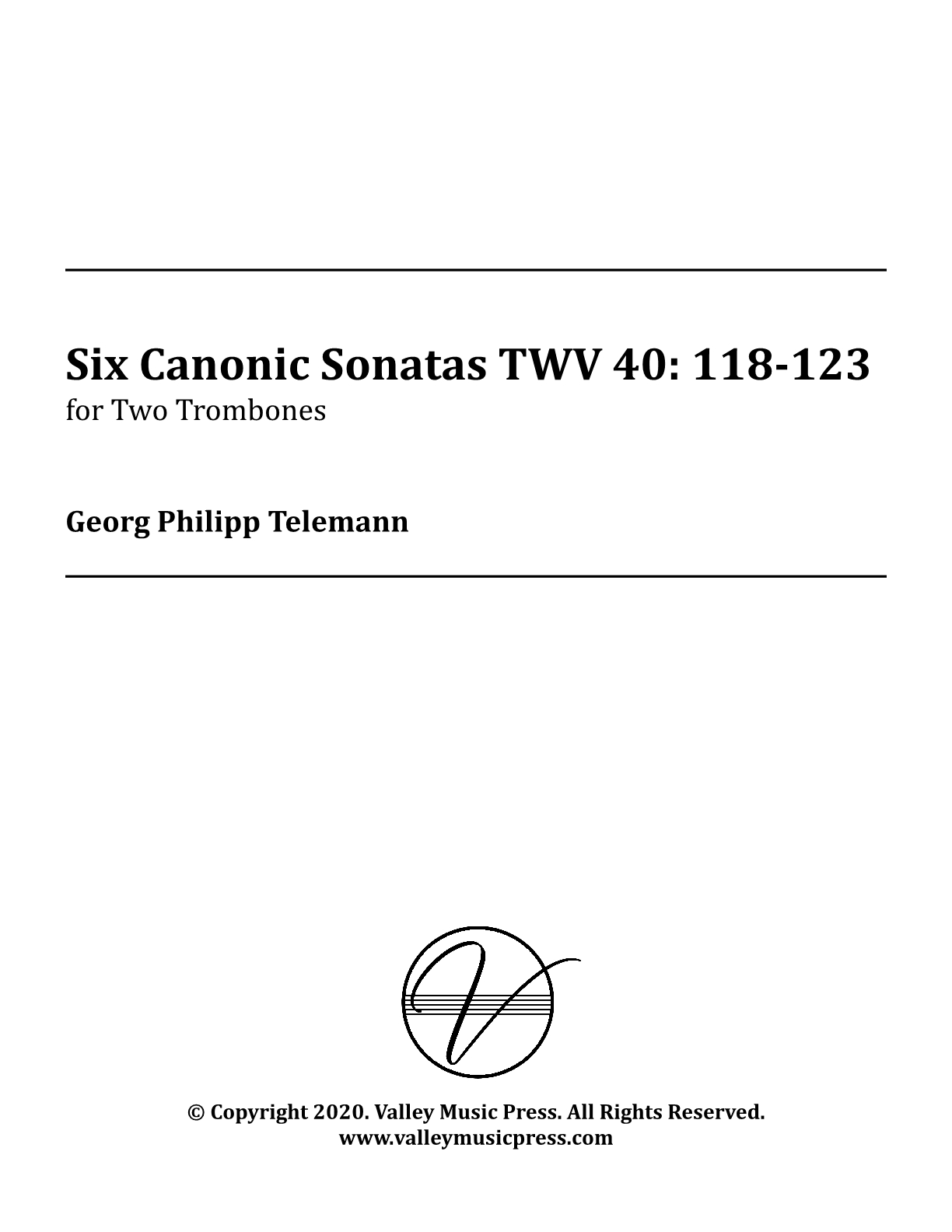 Telemann - Six (6) Canonic Sonatas Duets (Trombone Duets)