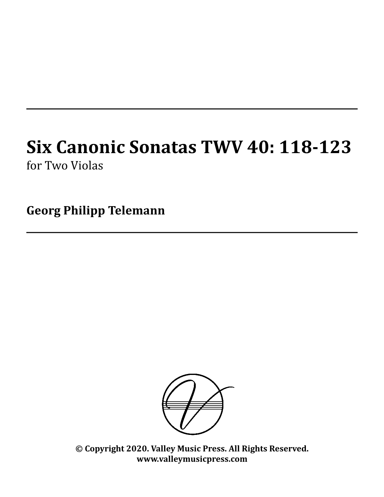 Telemann - Six (6) Canonic Sonatas Duets (Viola Duets)
