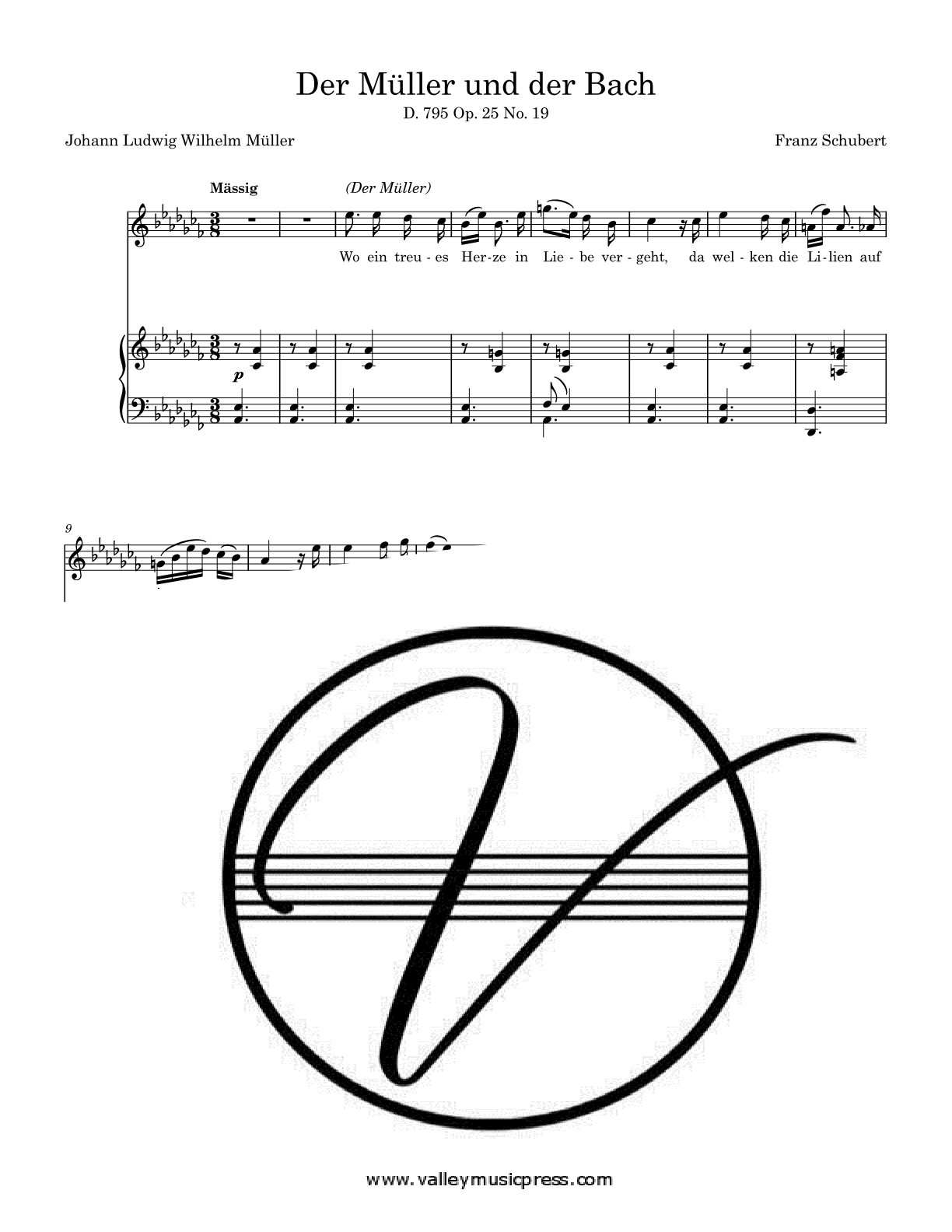 Schubert - Der Muller und der Bach D. 795 Op. 25 No. 19 (Voice) - Click Image to Close