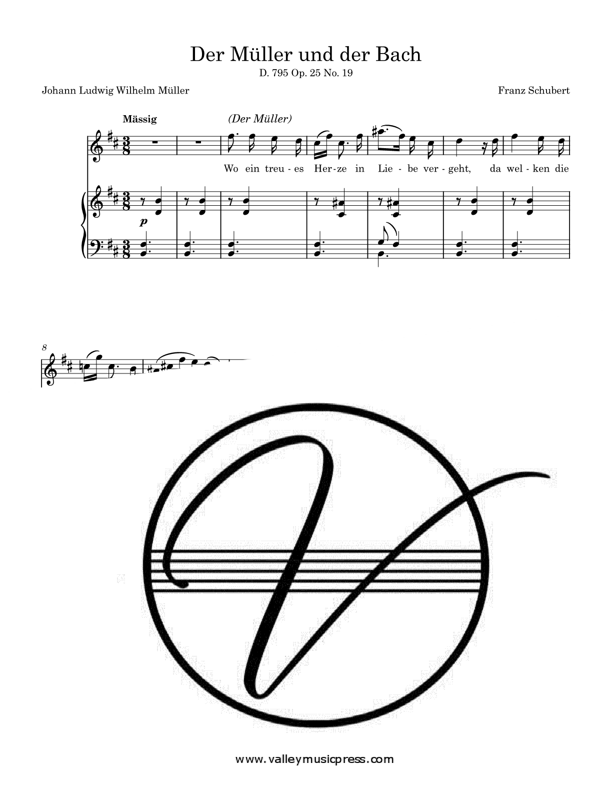 Schubert - Der Muller und der Bach D. 795 Op. 25 No. 19 (Voice) - Click Image to Close