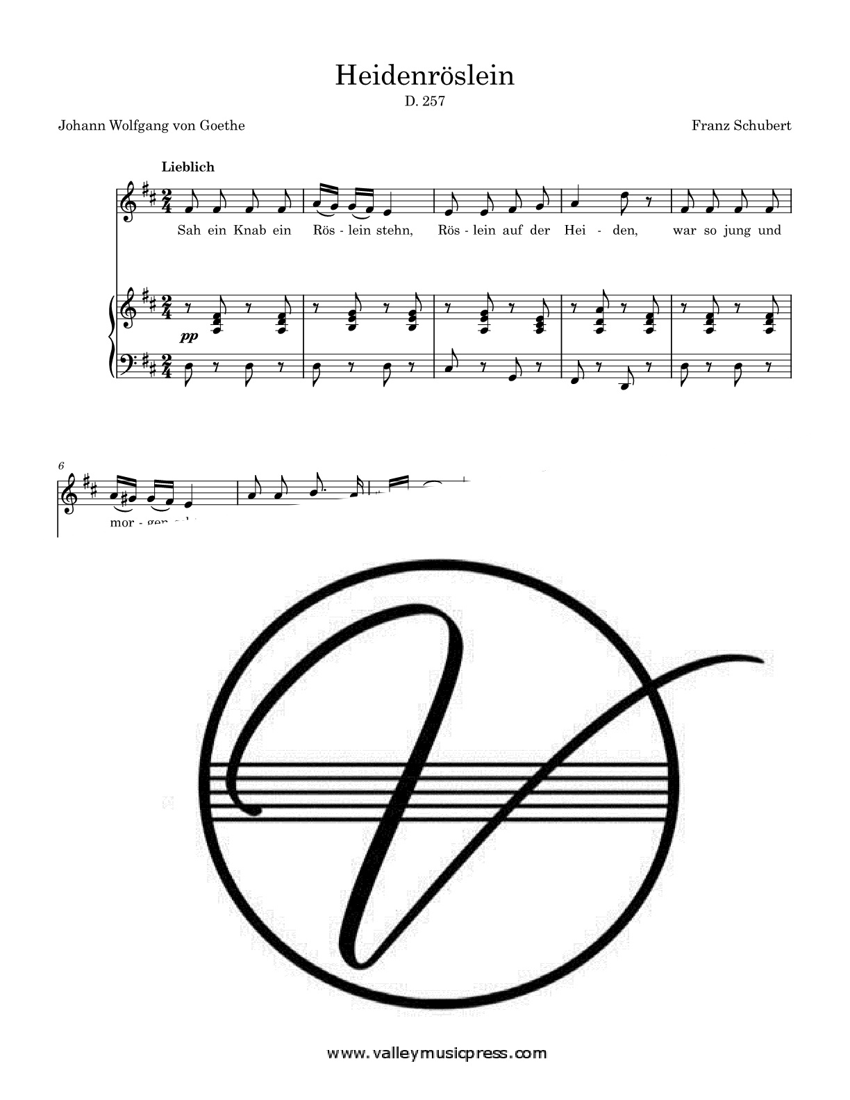 Schubert - Heidenroslein D. 257 Op. 3 No. 3 (Voice) - Click Image to Close