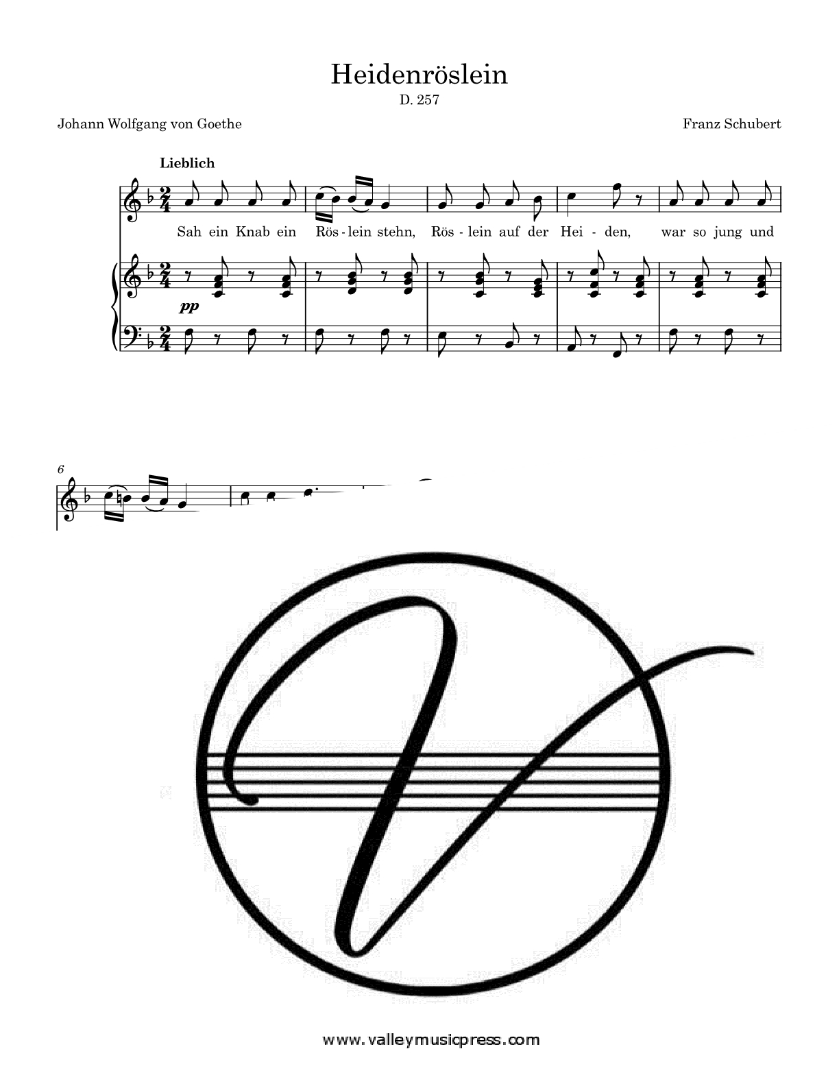 Schubert - Heidenroslein D. 257 Op. 3 No. 3 (Voice)