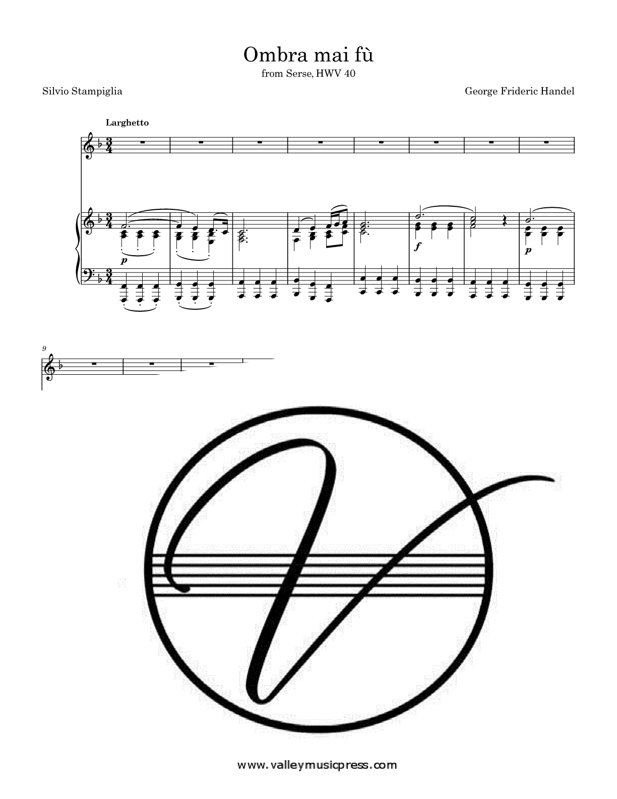 Handel - Ombrai mai fu (Voice) - Click Image to Close