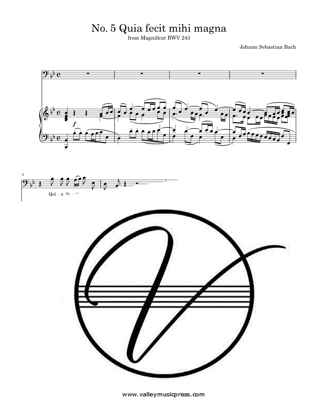 Bach - Quia fecit mihi magna BWV 243 (Voice) - Click Image to Close