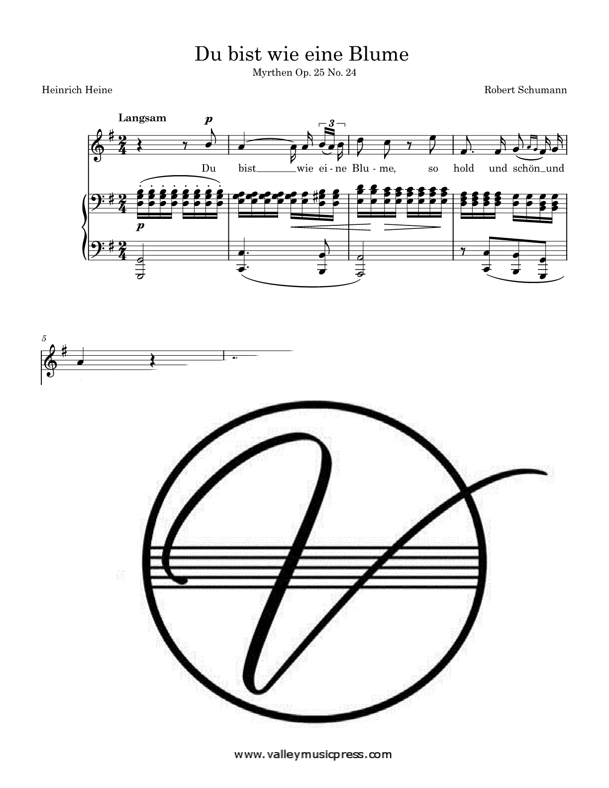 Schumann - Du bist wie eine Blume D. 795 Op. 25 No. 24 (Voice) - Click Image to Close