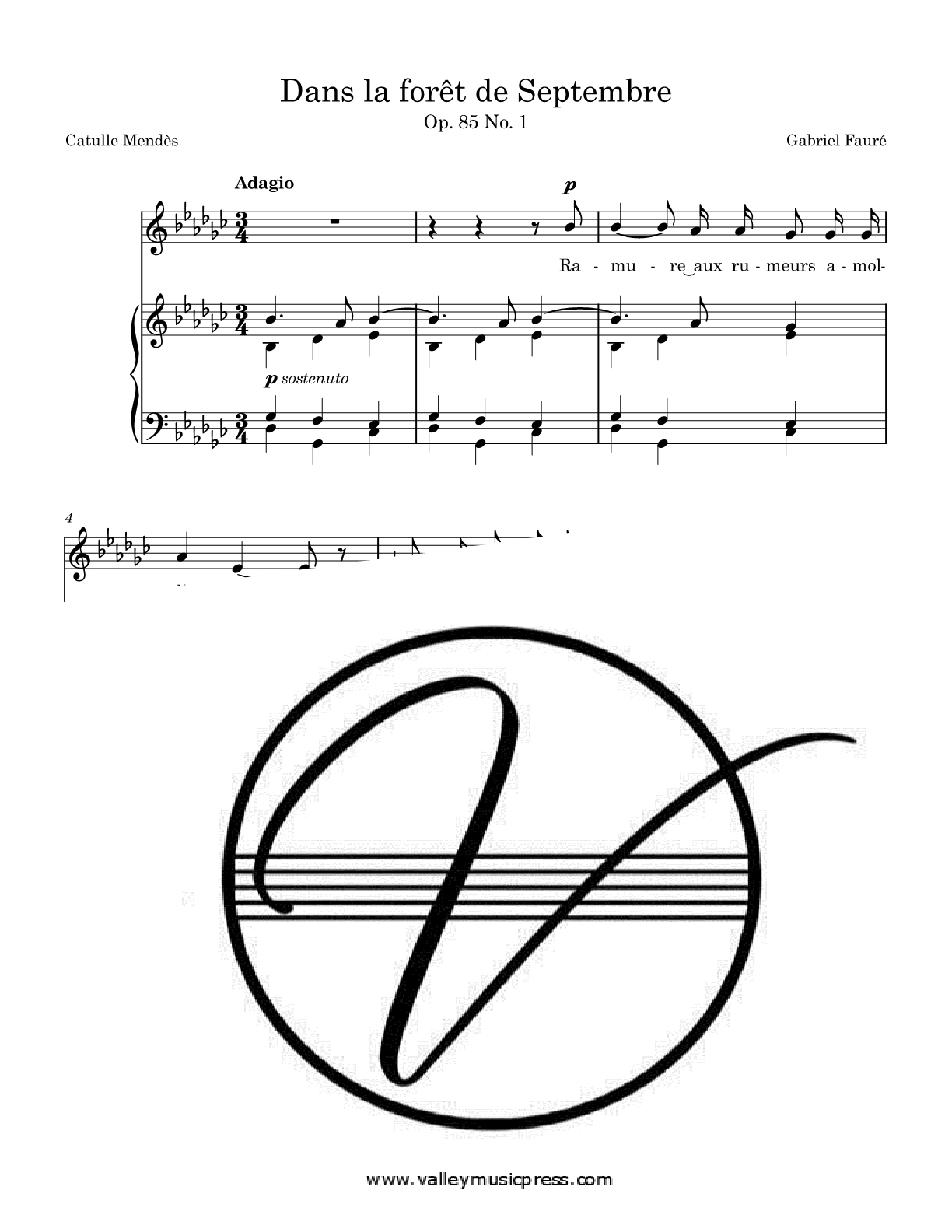 Faure - Dans le foret de Septembre Op. 85 No. 1 (Voice) - Click Image to Close