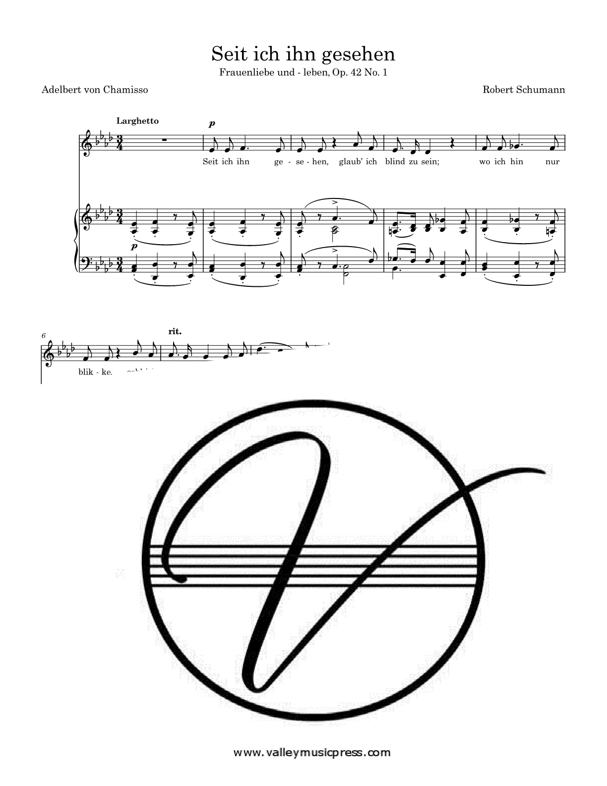 Schumann - Seit ich ihn gesehen Op. 42 No. 1 (Voice) - Click Image to Close