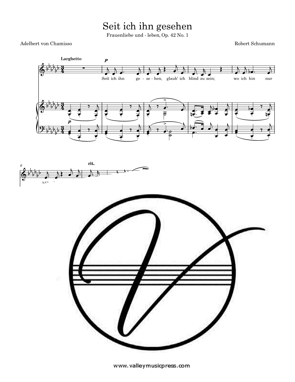 Schumann - Seit ich ihn gesehen Op. 42 No. 1 (Voice) - Click Image to Close