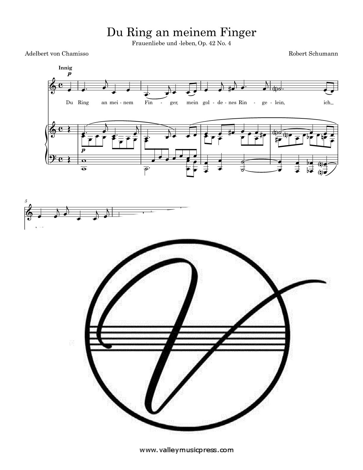 Schumann - Du Ring an meinem Finger Op. 42 No. 4 (Voice) - Click Image to Close