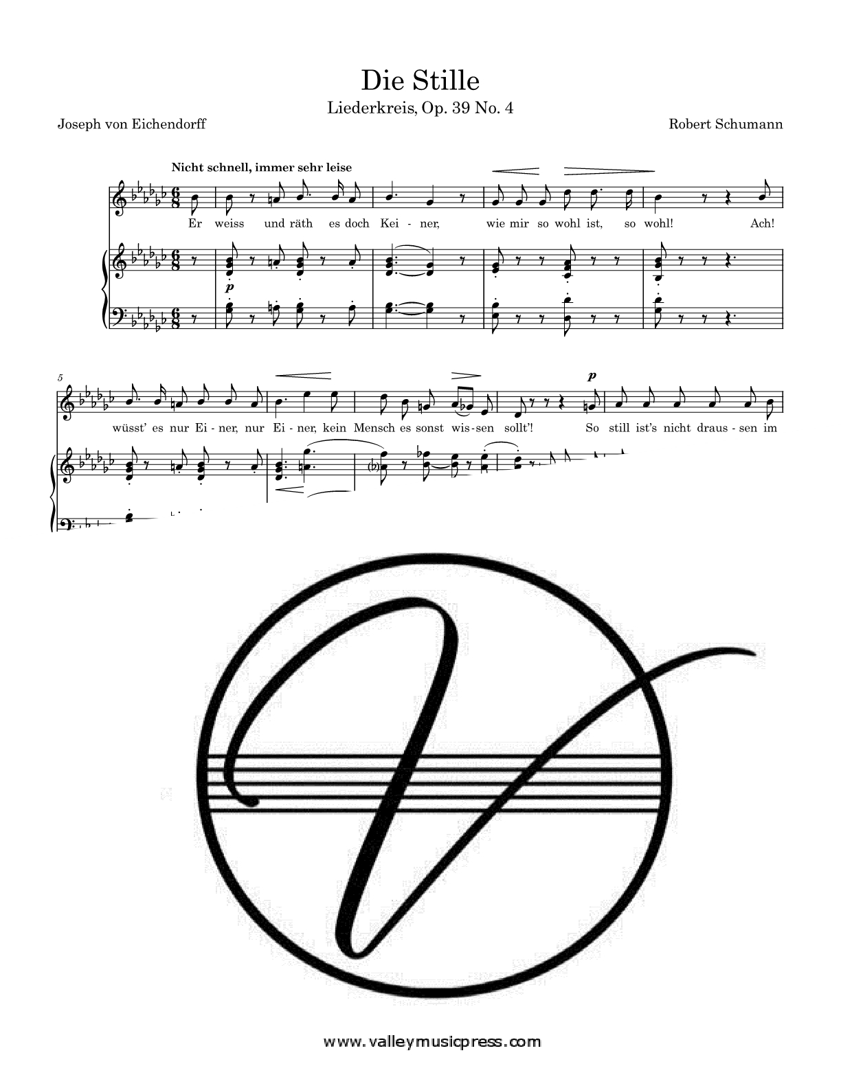 Schumann - Die Stille Op. 39 No. 4 (Voice) - Click Image to Close