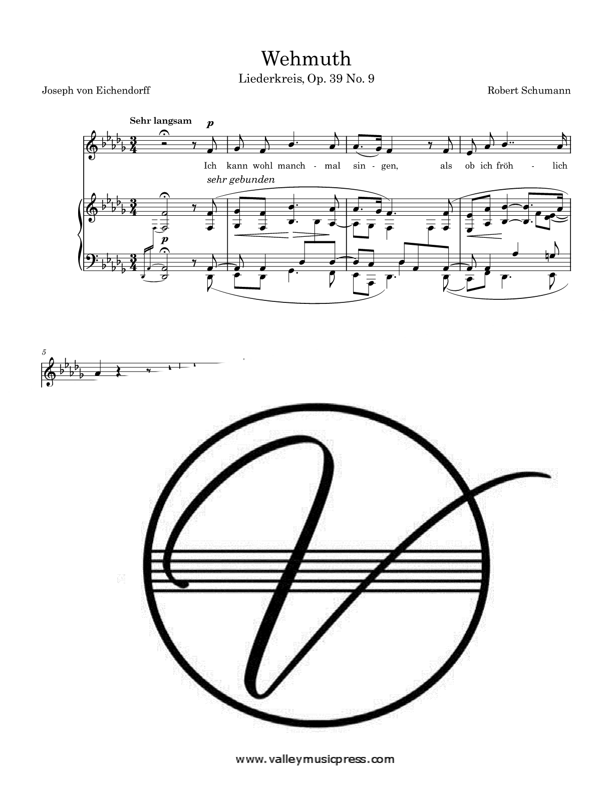 Schumann - Wehmuth Op. 39 No. 9 (Voice) - Click Image to Close