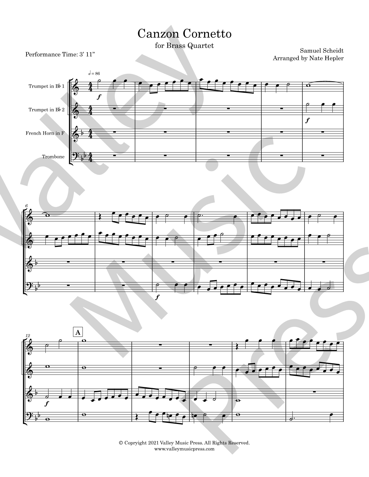 Scheidt - Canzon Cornetto (Brass Quartet) - Click Image to Close