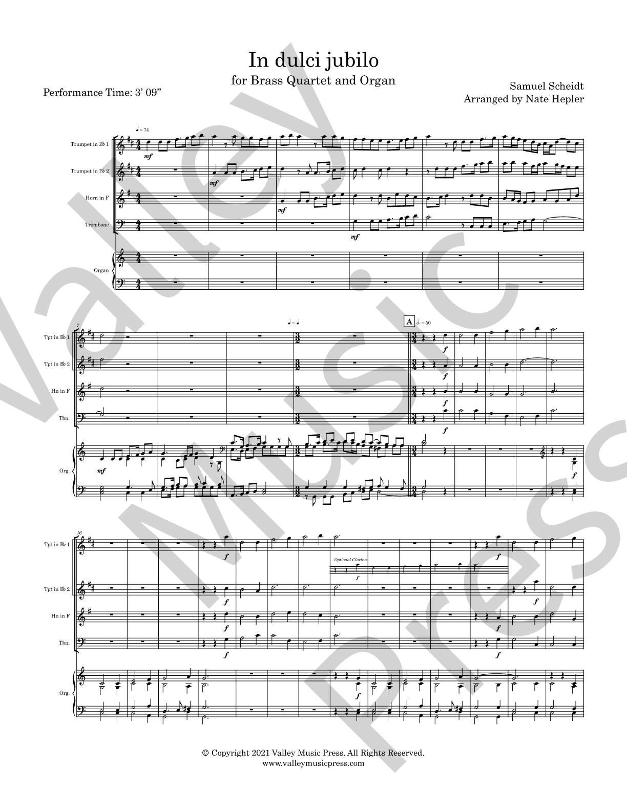 Scheidt - In dulci jubilo (Brass Quartet with Organ)