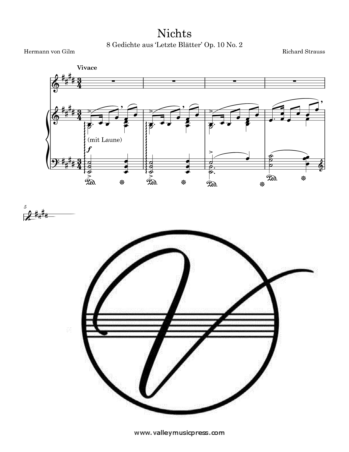 Strauss - Nichts Op. 10 No. 2 (Voice) - Click Image to Close