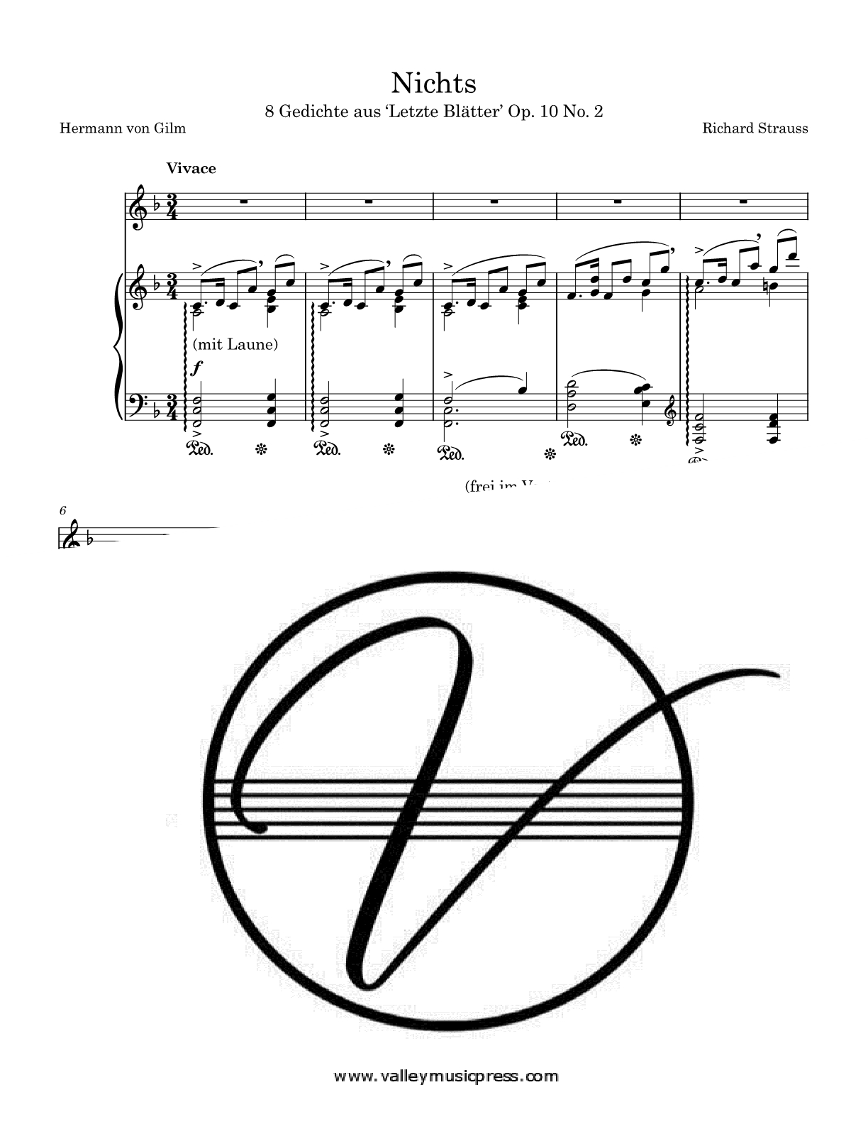 Strauss - Nichts Op. 10 No. 2 (Voice)