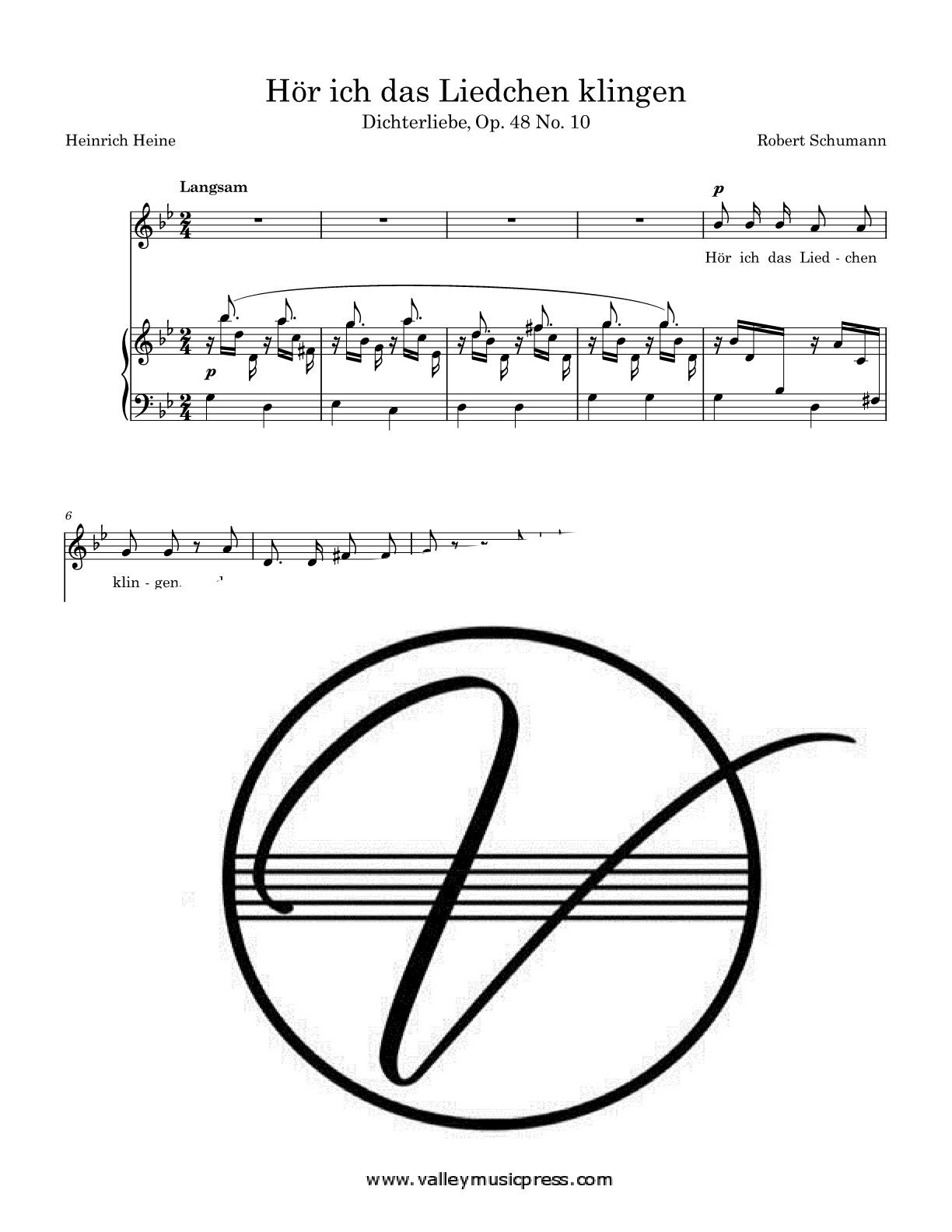 Schumann - Hor' ich das Liedchen klingen Op. 48 No. 10 (Voice) - Click Image to Close