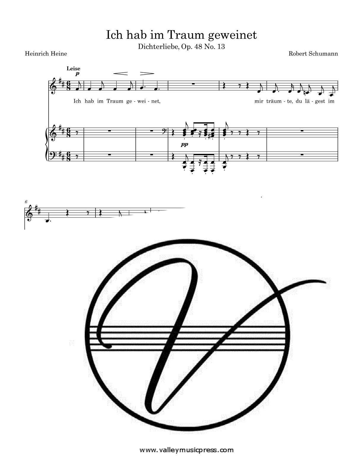 Schumann - Ich hab' im Traume geweinet Op. 48 No. 13 (Voice) - Click Image to Close