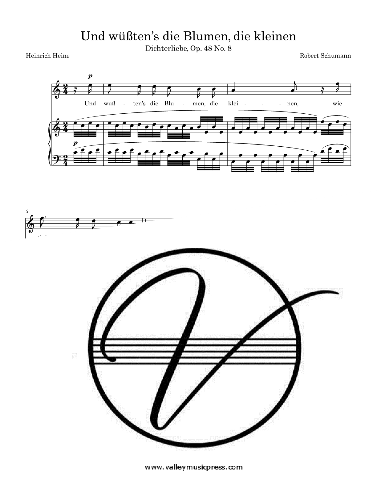 Schumann - Und wussten's die Blumen Op. 48 No. 8 (Voice) - Click Image to Close