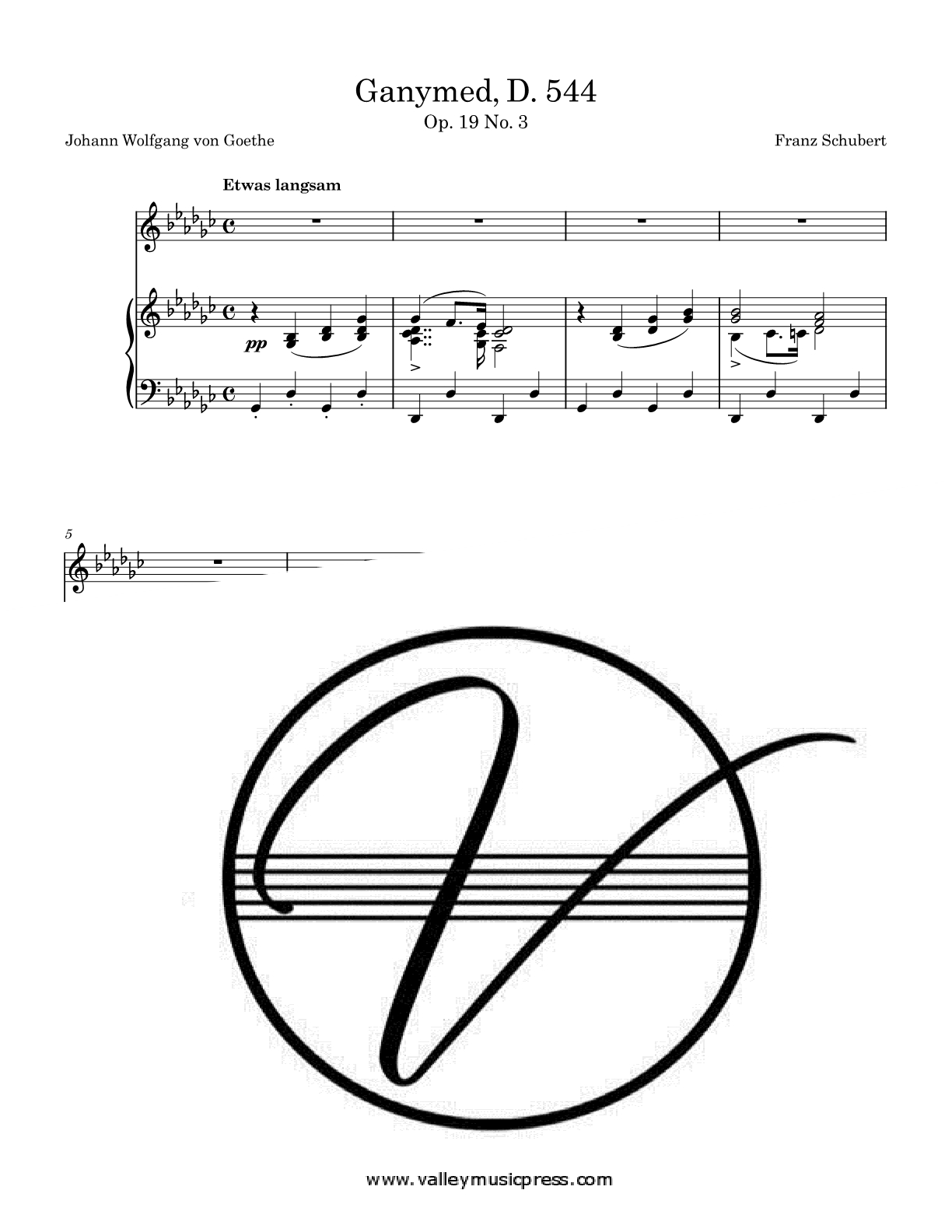 Schubert - Ganymed D. 544 Op. 19 No. 3 (Voice)