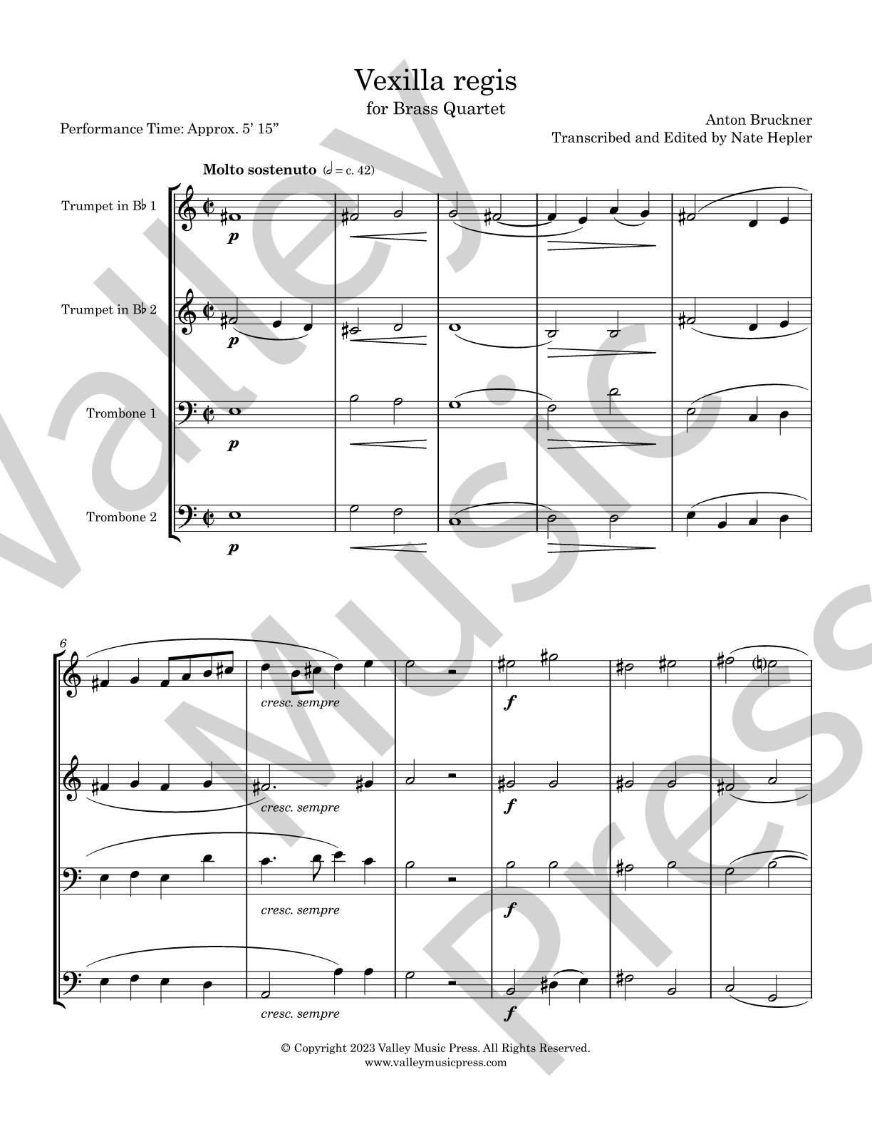 Bruckner - Vexilla regis (Motet) (Brass Quartet) - Click Image to Close