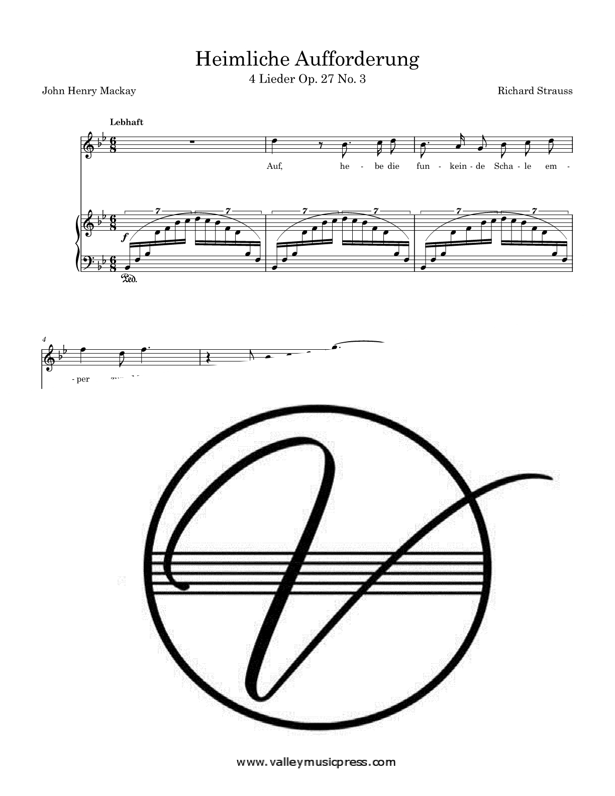 Strauss - Heimliche Aufforderung Op. 27 No. 3 (Voice) - Click Image to Close