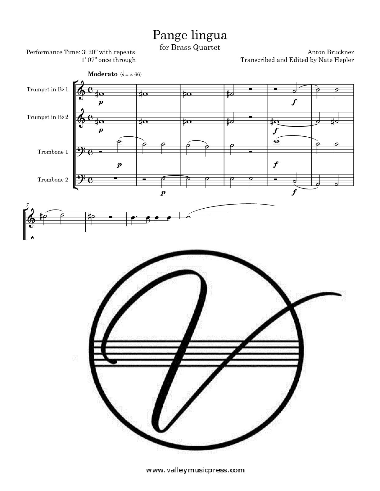 Bruckner - Pange lingua (Motet) (Brass Quartet) - Click Image to Close