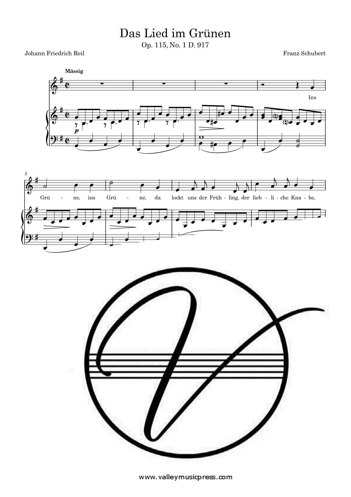 Schubert - Das Lied im Grunen D. 917 (Voice) - Click Image to Close