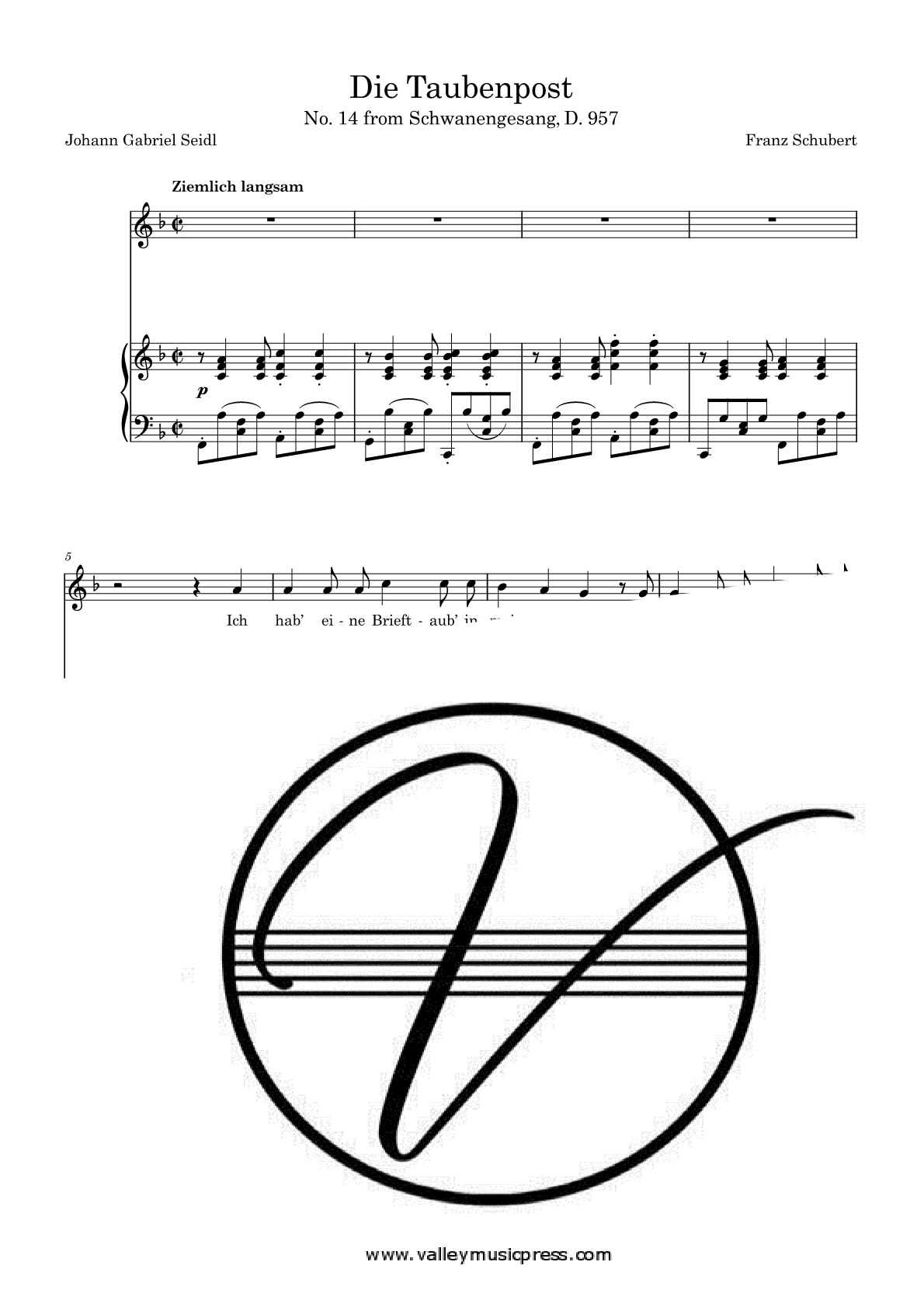 Schubert - Die Taubenpost D. 957 No. 14 (Voice)