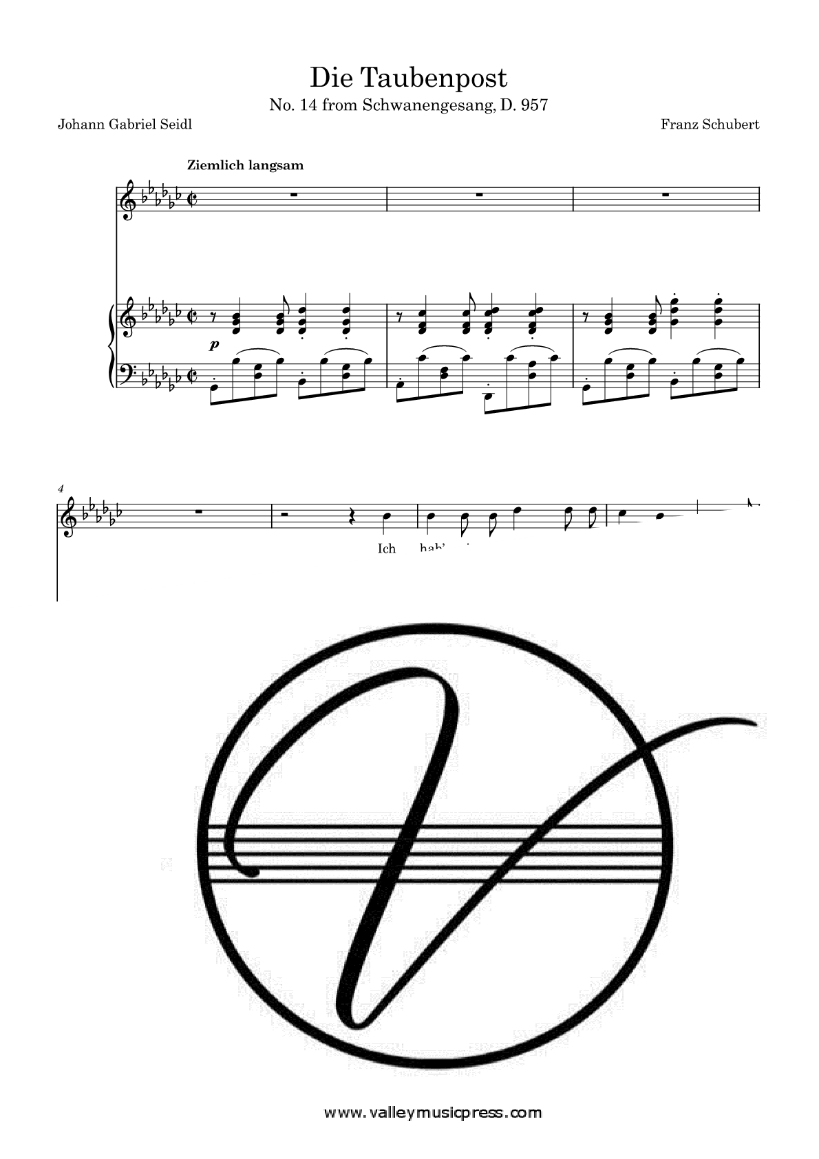 Schubert - Die Taubenpost D. 957 No. 14 (Voice)