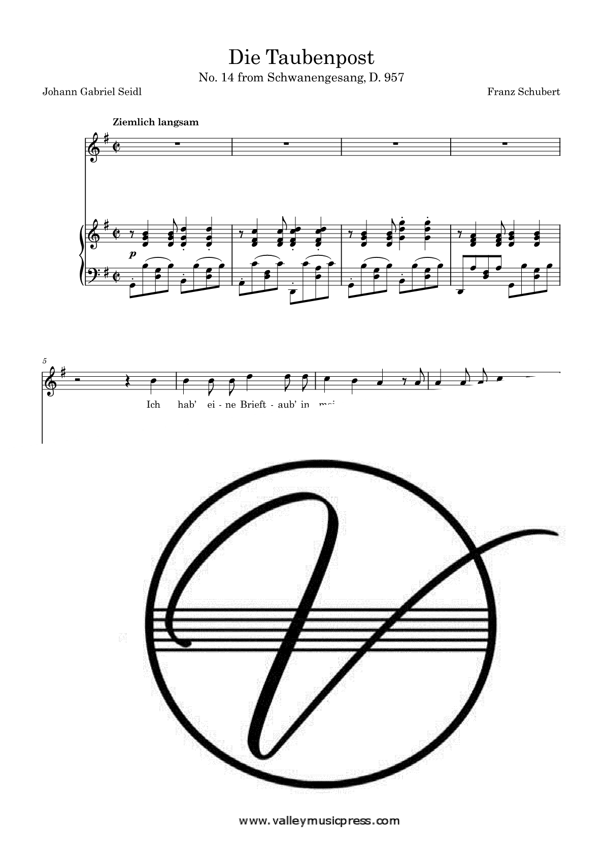 Schubert - Die Taubenpost D. 957 No. 14 (Voice)